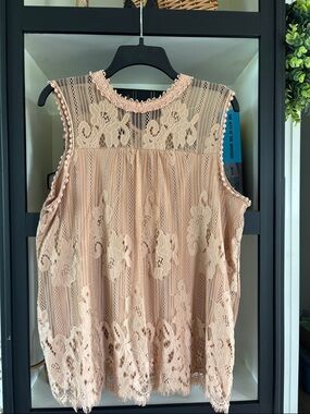 Taylor & Sage Blush Lace Sleeveless Top